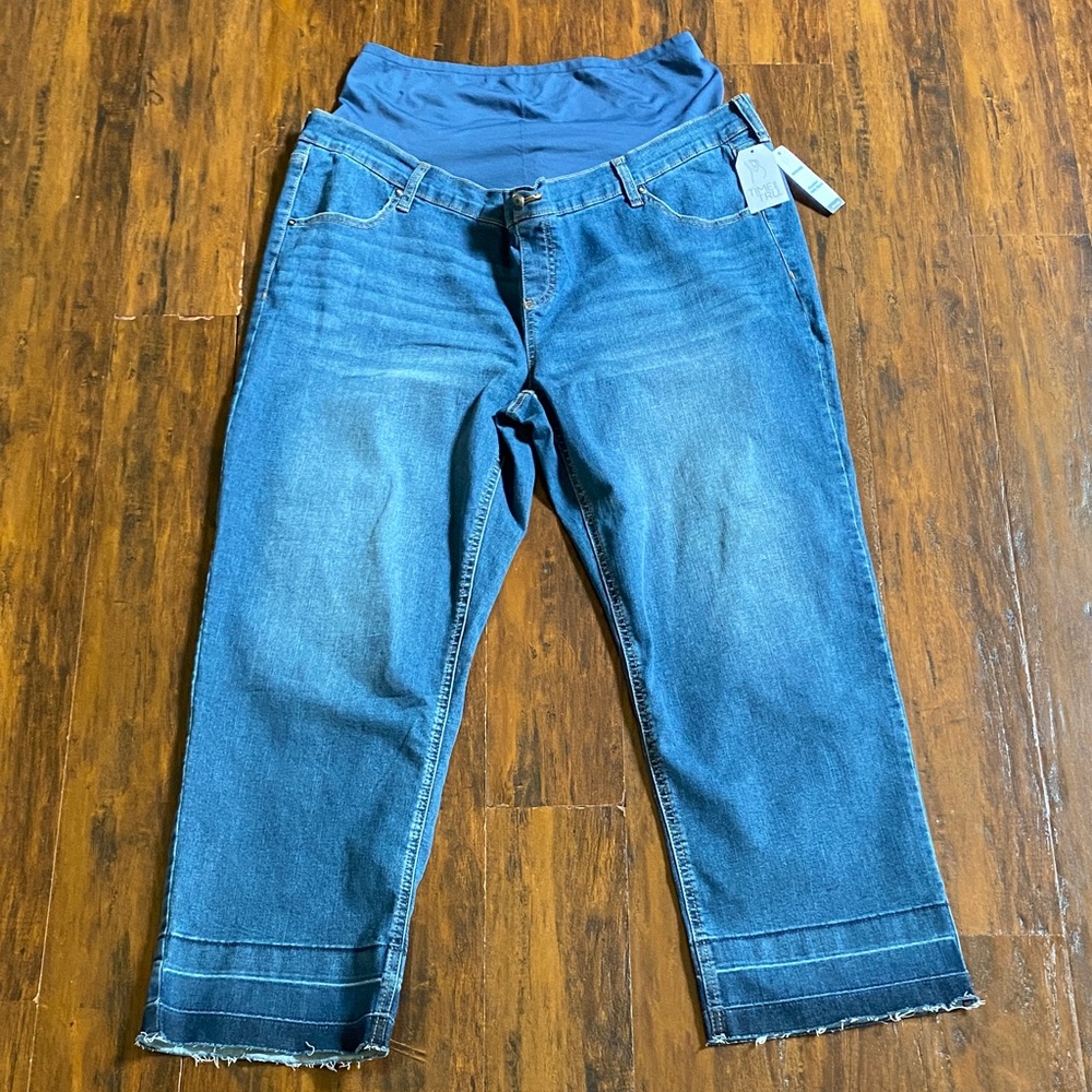 NWT Maternity Denim Straight Leg Crop Jeans with Stretch Waistband Size XXL (20)